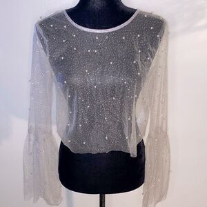 NEW...Grey and Gold knit sheer shirt size M (medium) from Forever21